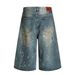 Men's Clothing High Street Neutral High End Retro Hand Painted Ink Design Loose Men's Seven Point Denim Shorts_mkmklike.com
