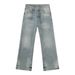 Men's High Street Flare Jeans – Vintage Washed Slim Fit Denim Pants With Raw Hem(XS-XL, Mid-Rise, Zip Fly, Minimalist Tag)_mkmklike.com