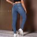 2025 New Cross-Border European And American Vintage Washed Solid Color Slim Fit Elastic Versatile Casual Fashion_mkmklike.com