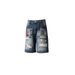 Men's Trendy Distressed Embroidered Shorts Loose Straight Leg Mid Waist Versatile Denim Shorts With Slight Stretch_mkmklike.com