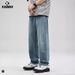 xxbro Men's High Street Loose Fit Jeans – Vintage Washed Straight Leg Denim Pants For Casual & Streetwear Outfits_mkmklike.com