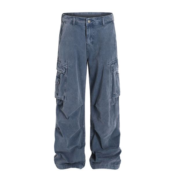 American Street Unisex High Street Heavy Industries Premium Multi-Pocket Design Retro Men's Loose Jeans_mkmklike.com