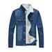 Northfold Men's Winter Large Size Foreign Trade Lamb Wool Denim Blue Slim Fit Long Sleeve Jacket Fleece Lined Top_mkmklike.com