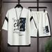 Men's Clothing Short-sleeved T-shirt men's two-piece set mid-sleeve hot sale 2024 new style trendy five-point sleeve top casual suit pure cotton_mkmklike.com
