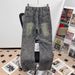 Men’s Thorn Jacquard Jeans – Vintage Straight-Leg Denim Pants With Subtle Flare, Mid-Rise Cotton Blend(S-3XL, Washed Black/Blue)_mkmklike.com
