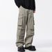 American Paratrooper Workwear Jeans Men's Trendy Brand Pleated Multi-Pocket Straight Pants Loose Versatile Solid Color_mkmklike.com