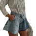 Women's Clothing High End Street Style Studded Loose Jeans High Waist Slimming Women's Trendy Raw Edge Distressed Denim Shorts_mkmklike.com