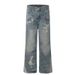 Nordmann American Style Vibe Deconstructed Patchwork Ripped Jeans For Men, Cool High Street Straight Slim Fit Flared Cleanfit_mkmklike.com