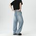 New 2026 Men's Straight Leg Jeans Trendy And Stylish Blue Cotton mid Waist Long with Belt Standard Thickness Slight Stretch_mkmklike.com