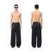 Men's Retro Beaded Chain High Street Loose Wide Leg Jeans Straight Leg Distressed Slightly Flared Trendy Long Pants Floor Length_mkmklike.com