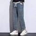 Vintage Washed Straight-Leg Jeans for Men High Street Style Relaxed Fit Mid-Rise Cotton Blend Retro Blue Charcoal Options (28-38)_mkmklike.com