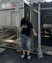 Men's Summer High Street Style Distressed Mud-Dyed Fringed Denim Capri Shorts American Street Style_mkmklike.com