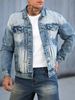Men's Clothing Heavy Duty Denim Jacket Trendy Brand Pleated Gradient High Street Style Slight Stretch Outerwear_mkmklike.com