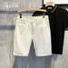 Men's 5 Inch Denim Shorts Summer Style Thin High Waisted Slimming Straight Leg Wide Leg White Semi-Elastic Casual Shorts_mkmklike.com