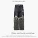 Men's Clothing ripped old retro street jeans denim stitching camouflage washed trousers_mkmklike.com