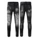 Black Vintage Classic Destroy Fashion Distressed Ripped Jeans Paint Denim Skinny Jeans_mkmklike.com