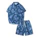 Men's Hawaiian Style Shirt Suit Plus Size Vacation Casual Short-Sleeved Shorts Beach Flower Shirt_mkmklike.com
