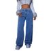 Women's Printed Flared Jeans - High-Waisted Vintage Denim Pants With Butterfly Embroidery (Light Blue/Dark Blue, XS-XXL)_mkmklike.com