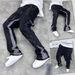 Men's High Street Splatter Wash Flared Jeans Retro Loose Straight Fit Casual Long Pants_mkmklike.com