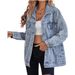 Women's Oversized Denim Jacket New Boyfriend Style Ripped And DistressedRelaxed Everyday Wear Comfortable Feshion_mkmklike.com