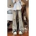 Men's Trendy Retro Flared Ripped Jeans Straight Leg Loose Fit Wide Leg Summer Style Washed Distressed High Street_mkmklike.com