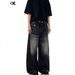Men's Clothing Vintage Washed Black Gray Straight Leg Jeans For Men & Women - Relaxed Fit, Comfortable & Stylish Casual Trousers_mkmklike.com