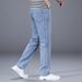 Casual Men's Jeans Stretch Straight Leg Loose Pants Men's Spring Plus Size Simple Pants_mkmklike.com