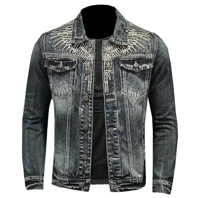 Europe And The United States Men's New Autumn And Winter Slim Jean Jacket Boys Handsome Hole Jacket_mkmklike.com