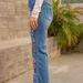 Women's Clothing Fashion intellectual style temperament denim trousers flared trousers mid waist embroidered jeans origin source_mkmklike.com