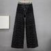 Retro Denim Jeans Rhinestone Embellished Loose Fit Heavy Duty Wide Leg Pants Spring Trend For Women_mkmklike.com