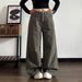 Vintage Washed Jeans – Distressed Patchwork Relaxed Fit Wide-Leg Pants (Bronze Brown, S-3XL, Unisex)_mkmklike.com