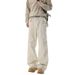 American Retro Distressed Gray Work For Men And Women, Trendy New Style With Wrinkled Design, Slightly Flared Casual_mkmklike.com
