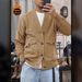 Heavyweight High Grammage Fleece-Lined Thick Knitted Terry V-Neck Button-Down Jacket For Men Winter Retro Trendy Youth_mkmklike.com