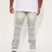 Men's Stretch Denim Cargo Pants – Workwear Straight Fit With Patchwork & Flared Hem (28-42, Cotton Blend, Retro Washed, Streetwear Aesthetic)_mkmklike.com