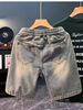 Summer American Casual Ruffian Handsome Retro Old Ripped Denim Shorts Men's Straight Loose High Street Versatile Five-point Pants_mkmklike.com
