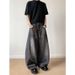 Pulse American Retro INS Washed Ink Splash Jeans For Men Summer Niche Vintage Loose Casual Wide-Leg Scimitar Pants_mkmklike.com