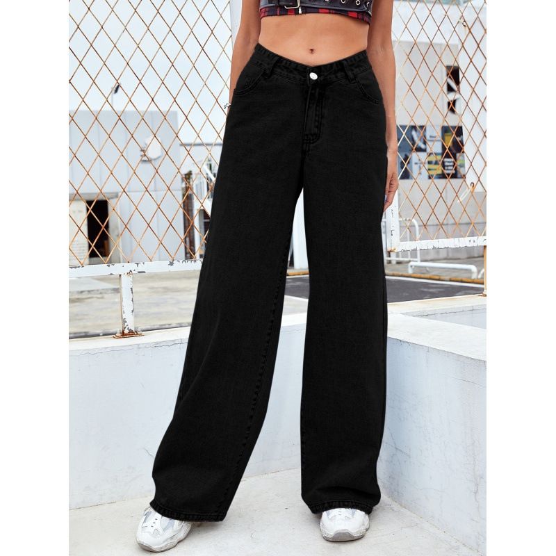 Women's plus Size Straight Leg Jeans High Street Style Loose Fit Versatile Bulk Discounts Available_mkmklike.com