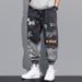 Men's Summer Jeans – Korean-Style Slim Tapered Pants With Artistic Graffiti & Cuffed Hem | Trendy Streetwear Casual Trousers_mkmklike.com