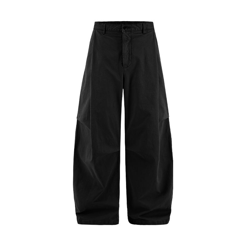 Men's Pleated Wide-Leg Cargo Pants – Streetwear Essential, 98% Cotton & Stretch, Oversized Fit (Black/Khaki/Gray, S-XL)_mkmklike.com