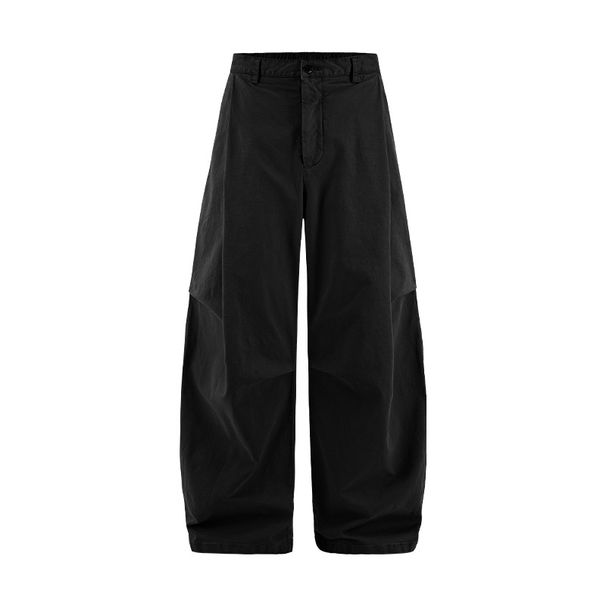 Men's Pleated Wide-Leg Cargo Pants – Streetwear Essential, 98% Cotton & Stretch, Oversized Fit (Black/Khaki/Gray, S-XL)_mkmklike.com