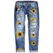 Women's Clothing Slim Fit Printed Denim Trousers For Women Fashionable_mkmklike.com