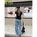ICC Early Spring New Street Style Personalized Graffiti Straight Slim Jeans For Women Trendy Guangzhou Thirteen Lines_mkmklike.com
