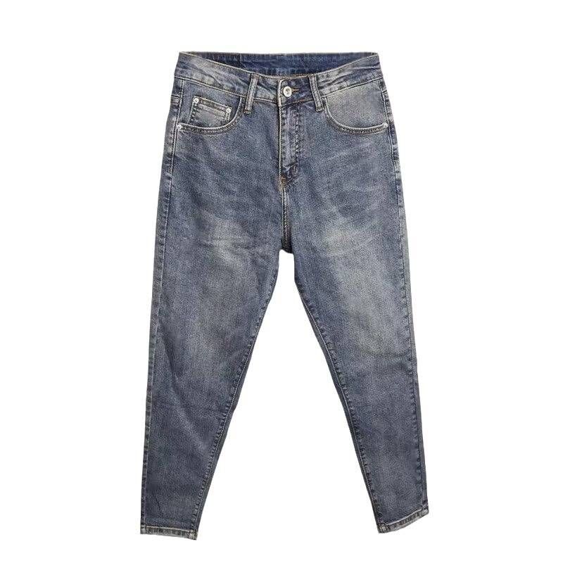 Men's Clothing Nine Point Jeans Spring And Autumn New Trend Slim Fit Summer Thin Retro Trousers_mkmklike.com