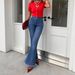 High-Waisted Flared Jeans For Women – Vintage Double Button, Raw Hem, Stretchy Denim (S-Xl, Dark Blue, Retro & Slimming Fit)_mkmklike.com