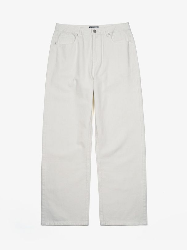 White Cotton Loose Simple Sle Korean Single Jeans Casual Straight Leg Mid Waist For Men Women Youth And Adults_mkmklike.com