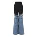 Streetwear Contrast-Stitch Flared Jeans – High-Waisted Cotton Blend Wide-Leg Pants With Raw Hem (S-XL, Non-Stretch Retro Fit)_mkmklike.com
