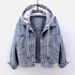 Women's Oversized Denim Jacket With Hood - Stylish Long Sleeve Casual Coat (Classic Blue) | S/M/L/Xl/2xl/3xl_mkmklike.com
