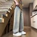 Spring New Jeans Men's Loose Micro-wide Straight Casual Pants Striped Velvet High Street Mud Yellow Trousers_mkmklike.com