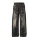 Men's Loose Fit Straight Leg Jeans High Street Style Distressed Worn Out Texture Whisker Pattern_mkmklike.com
