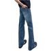 Men's Slim Fit Straight Leg Jeans Blue Rhinestone Lightning Pattern Summer Trendy American High Street Style_mkmklike.com